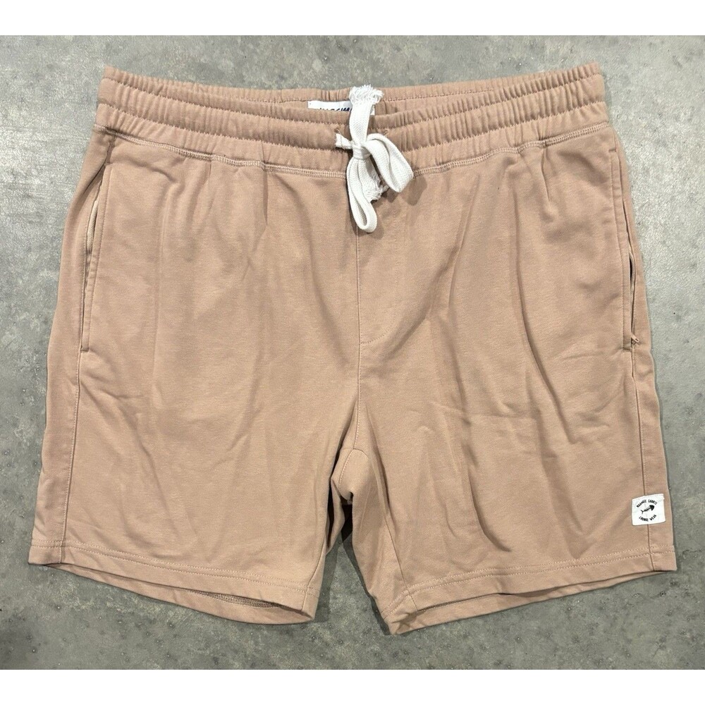Maamgic Men’s XL Drawstring Sweat Shorts Zipper Pockets Lounge Wear Beige
